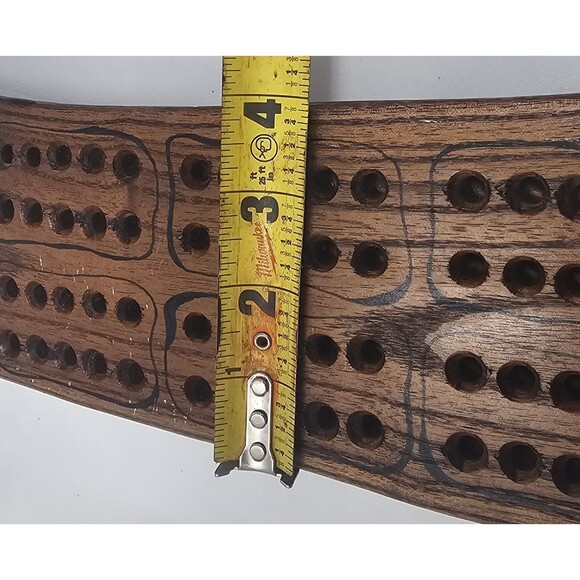 Vintage Hand Crafted Solid Wood Cribbage Board  21"X5" Signed 2002 - Picture 10 of 11